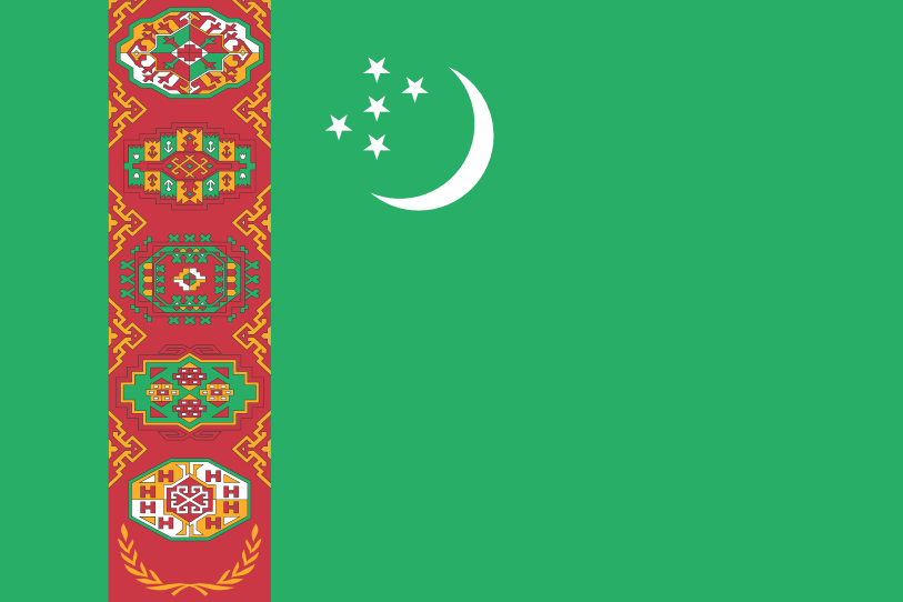 Image du drapeau d'état de l'état Turkménistan - a la résolution 813x542 - Asie centrale